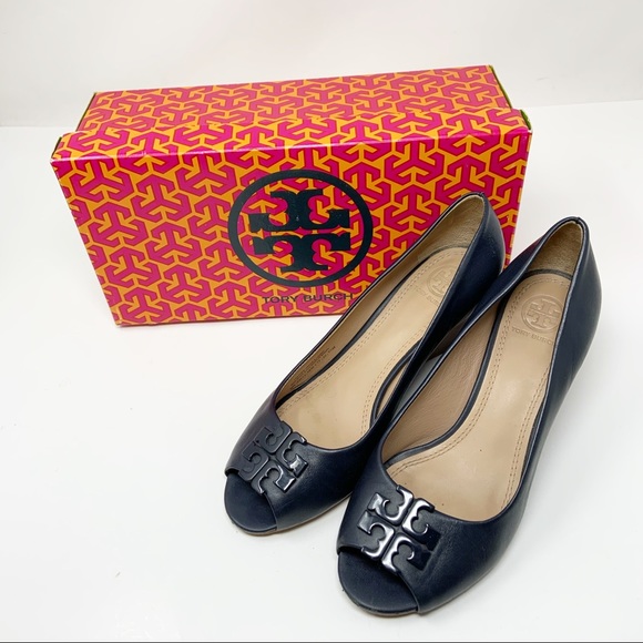 Tory Burch Shoes - Tory Burch Lowell Peep Toe Wedge 7.5